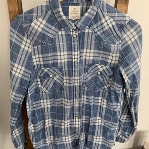 American Eagle pearl button plaid shirt